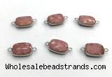 NGC7033 11*15mm faceted rectangle pink wooden jasper connectors