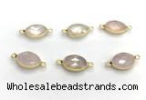 NGC7035 11*15mm faceted oval rose quartz connectors