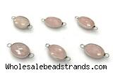 NGC7047 11*15mm faceted oval rose quartz connectors