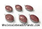 NGC7062 17*22mm faceted oval pink wooden jasper connectors