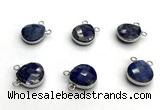 NGC7076 14mm faceted flat teardrop lapis lazuli connectors