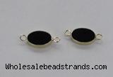 NGC717 13*18mm oval black agate gemstone connectors wholesale