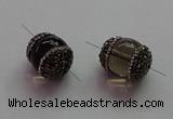 NGC7556 15*20mm egg-shaped smoky quartz connectors wholesale