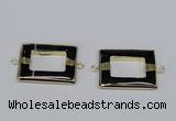 NGC872 30*40mm rectangle black agate gemstone connectors wholesale