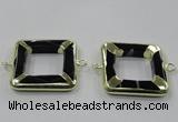 NGC885 35*35mm square black agate connectors wholesale