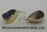 NGE04 12*25mm - 15*30mm freeform druzy amethyst earrings wholesale