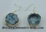 NGE07 20*25mm - 25*30mm freeform plated druzy agate earrings