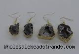 NGE146 15*20mm - 20*30mm freeform druzy agate gemstone earrings