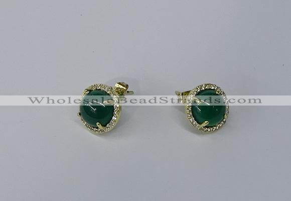 NGE180 10mm flat round agate gemstone earrings wholesale