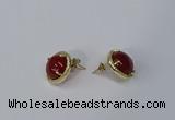 NGE183 12mm flat round agate gemstone earrings wholesale