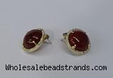 NGE188 15mm flat round agate gemstone earrings wholesale