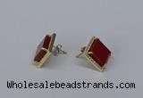 NGE201 12*12mm square agate gemstone earrings wholesale