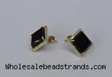 NGE203 12*12mm square agate gemstone earrings wholesale