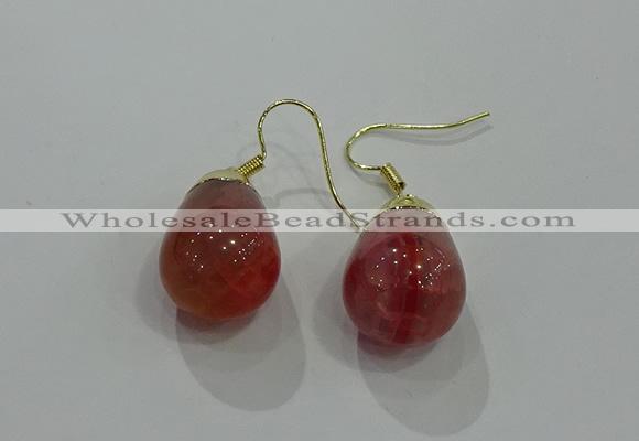 NGE236 15*20mm teardrop agate gemstone earrings wholesale