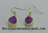 NGE244 10*12mm teardrop druzy agate gemstone earrings wholesale