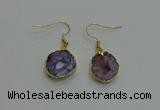 NGE259 13*18mm - 15*20mm freeform druzy agate earrings