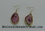 NGE260 13*18mm - 15*20mm freeform druzy agate earrings