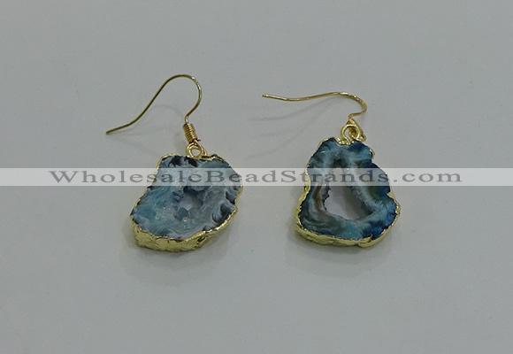 NGE261 13*18mm - 15*20mm freeform druzy agate earrings