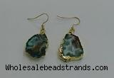 NGE262 13*18mm - 15*20mm freeform druzy agate earrings