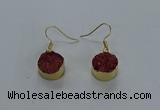 NGE279 15mm - 16mm coin druzy agate gemstone earrings wholeasle