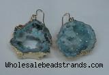 NGE31 30*35mm - 35*40mm freeform plated druzy agate earrings