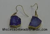 NGE322 10*14mm - 12*16mm freeform druzy agate gemstone earrings