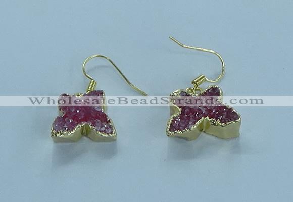 NGE356 10*14mm - 12*16mm butterfly druzy agate earrings wholesale