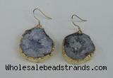 NGE36 20*25mm - 25*30mm freeform plated druzy agate earrings