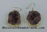 NGE37 20*25mm - 25*30mm freeform plated druzy agate earrings