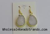 NGE401 15*20mm teardrop AB-color druzy agate gemstone earrings