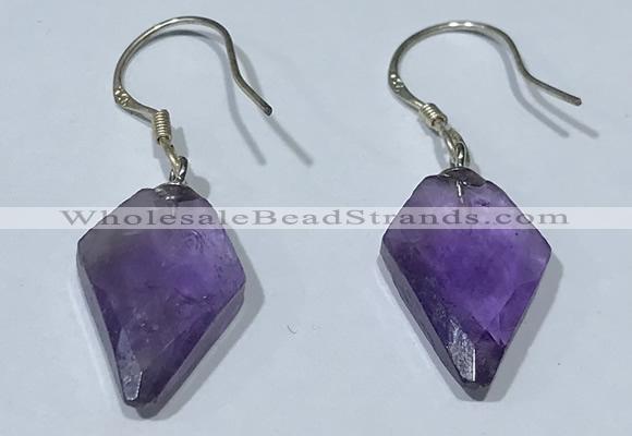 NGE423 11*16mm arrowhead-shaped amethyst earrings wholesale