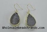 NGE46 15*20mm - 16*22mm teardrop druzy agate earrings