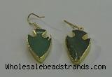 NGE5003 16*20mm - 18*25mm arrowhead green aventurine earrings