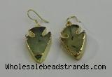 NGE5006 18*25mm - 20*30mm arrowhead green rutilated quartz earrings