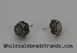 NGE5015 12mm freeform druzy agate gemstone earrings wholesale