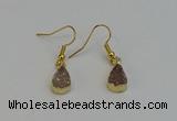 NGE5020 8*12mm teardrop druzy agate gemstone earrings wholesale