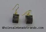 NGE5096 10*15mm cube labradorite gemstone earrings wholesale