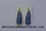 NGE5105 13*40mm flat teardrop blue kyanite earrings wholesale