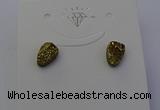 NGE5114 5*8mm freeform plated druzy quartz earrings wholesale