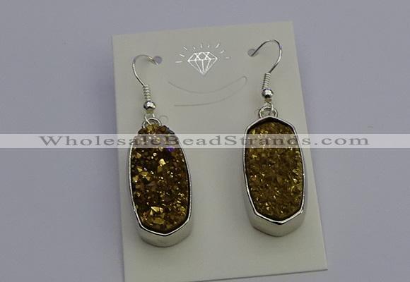 NGE5122 10*22mm - 12*25mm freeform plated druzy quartz earrings