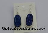 NGE5125 10*22mm - 12*25mm freeform plated druzy quartz earrings