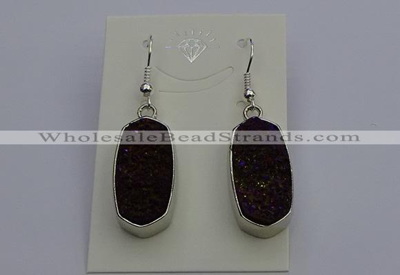 NGE5126 10*22mm - 12*25mm freeform plated druzy quartz earrings