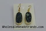 NGE5133 10*22mm - 12*25mm freeform plated druzy quartz earrings