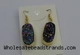 NGE5134 10*22mm - 12*25mm freeform plated druzy quartz earrings