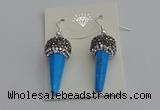 NGE5166 10*30mm faceted cone white howlite turquoise earrings