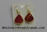 NGE5170 15*20mm flat teardrop mookaite gemstone earrings