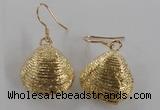 NGE54 18*20mm - 20*22mm freeform plated shell fossil earrings