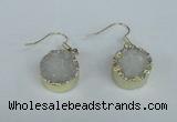 NGE68 15mm coin druzy agate gemstone earrings wholesale