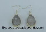 NGE73 13*18mm teardrop druzy agate gemstone earrings wholesale