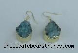 NGE74 13*18mm teardrop druzy agate gemstone earrings wholesale